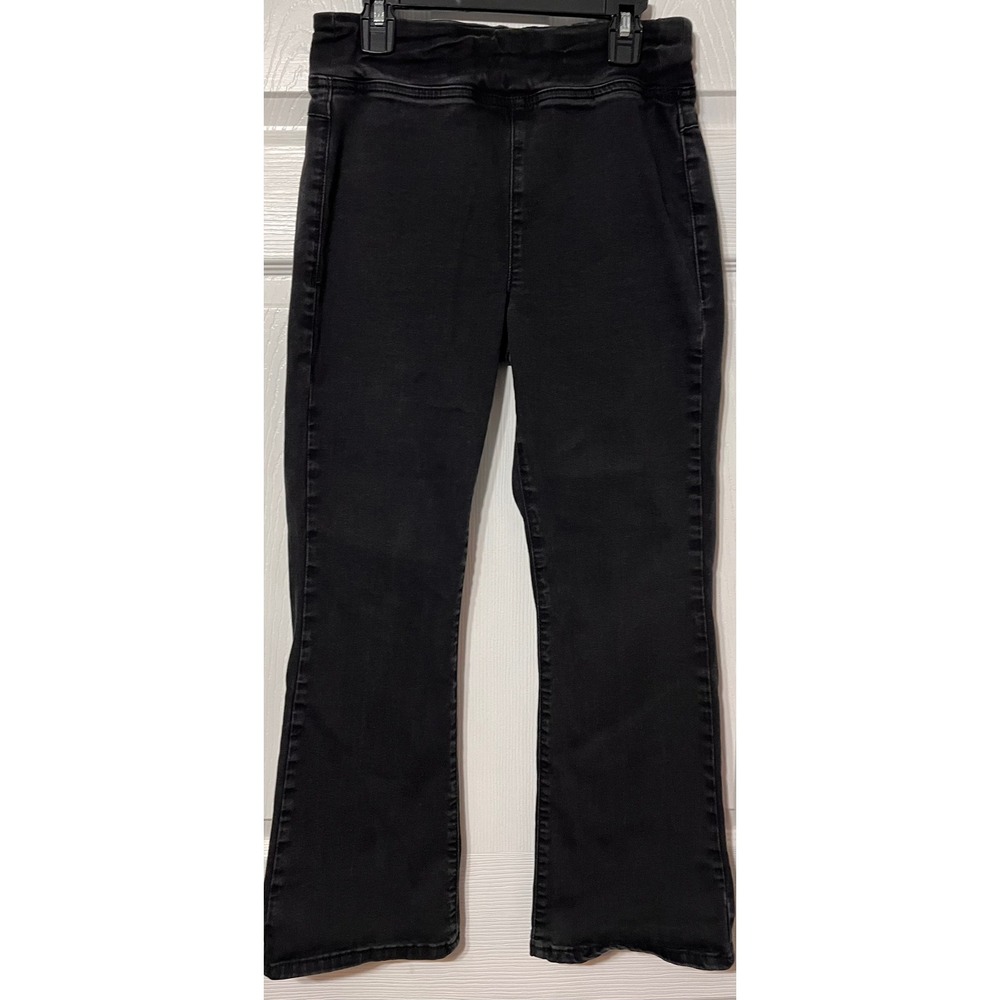 We The Free Free People Pull On Flare Jeans Washed Black High Rise Stretch Small